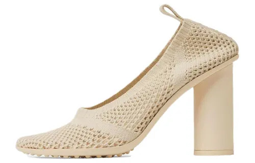 Bottega Veneta Atomic Mesh Chunky Heel High Heels 9cm Women's Beige