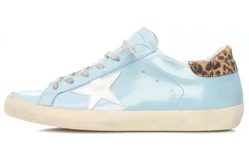 Golden Goose Super Star Leather Stylish Skateboarding Shoes Women's Blue