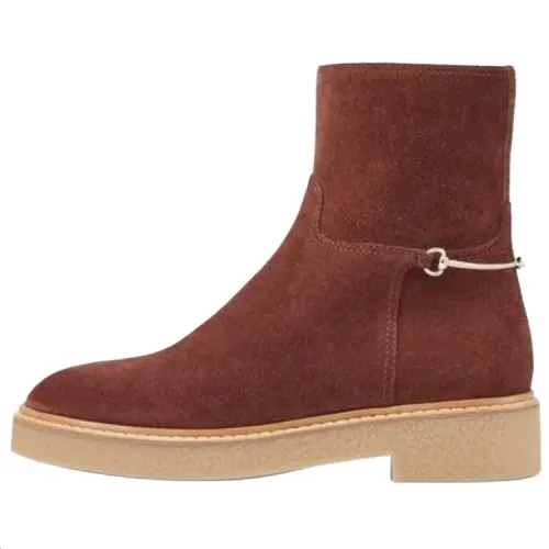 GUCCI Horsebit Ankle Boots Women's Brown