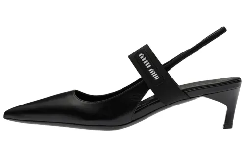 MIU MIU Leather Irregular Heel High Heels Women's Black