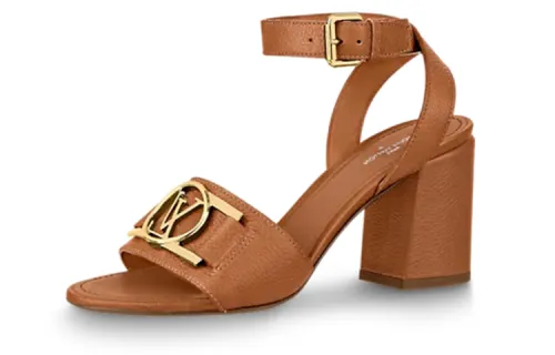 LOUIS VUITTON Block Heel High Heels Women's Brown