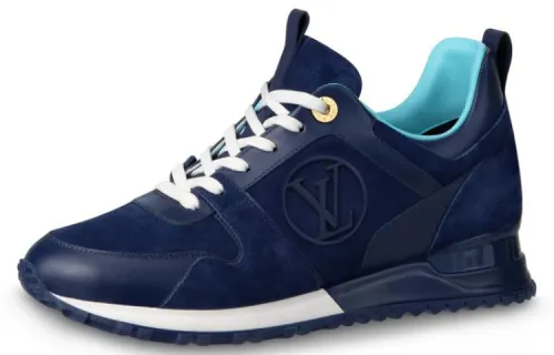 LOUIS VUITTON Run Away Calfskin Sneakers Blue Women's
