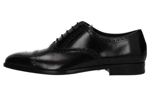 PRADA Brushed Fumé Leather Oxford Shoes