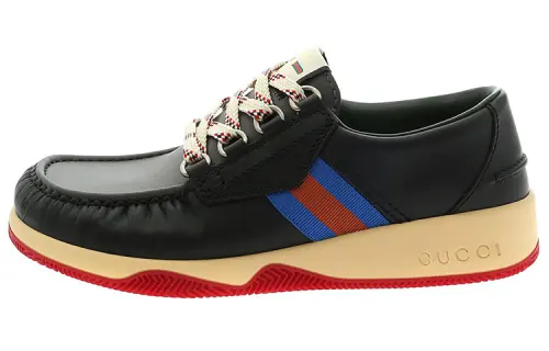 GUCCI Leather Stylish Skateboarding Shoes Men's Black