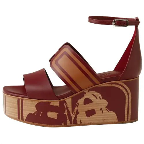 HERMES Kalis 35 One Strap Sandals 9.5cm Women's Red
