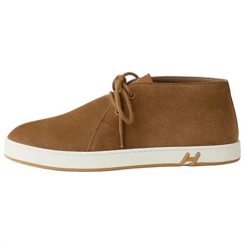 HERMES Klicker Suede Casual Shoes Men's Brown