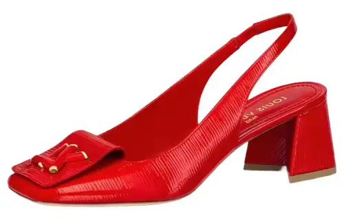 LOUIS VUITTON Shake Leather Spool Heel High Heels Women's Red