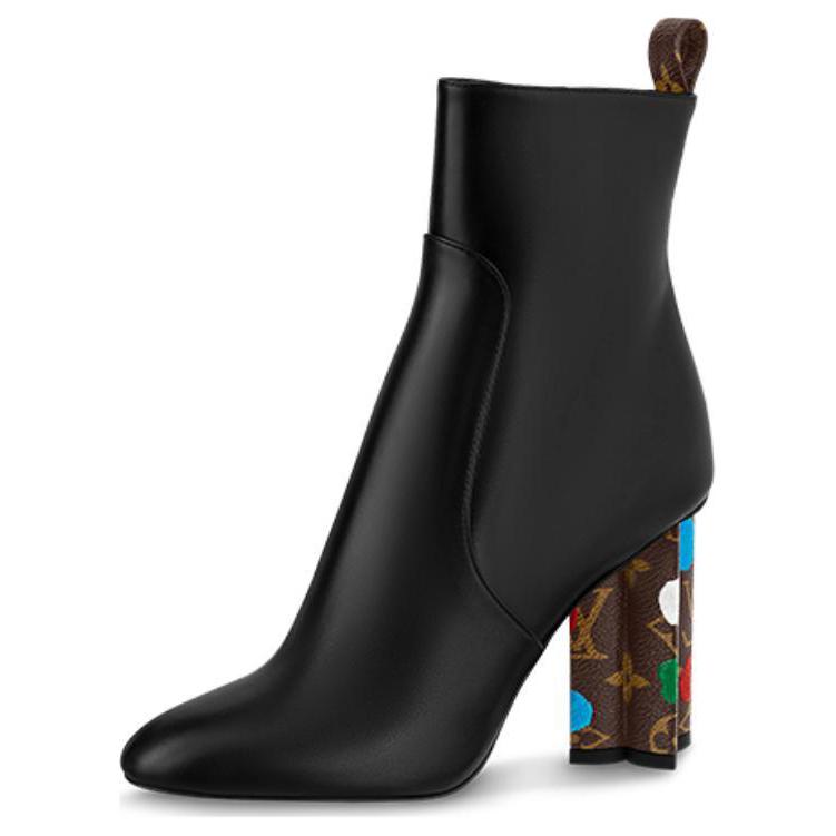 Yayoi Kusama x LOUIS VUITTON Silhouette Ankle Boots 10cm Women's Black