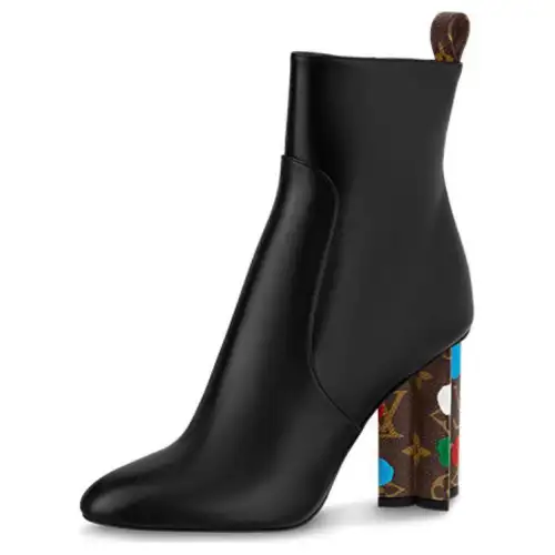 Yayoi Kusama x LOUIS VUITTON Silhouette Ankle Boots 10cm Women's Black