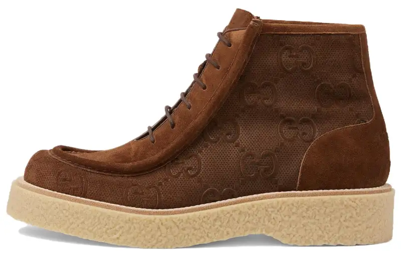 GUCCI Suede Casual Shoes Men's Brown