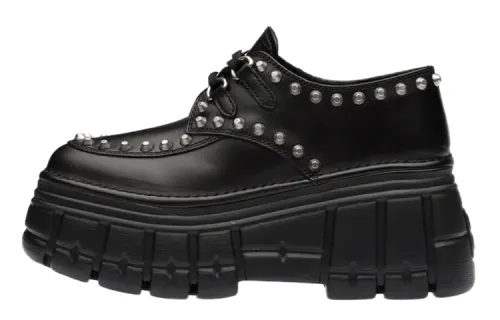 MIU MIU Leather Platform Shoes Women's Black