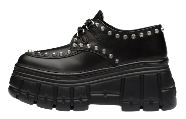 MIU MIU Leather Platform Shoes Women's Black
