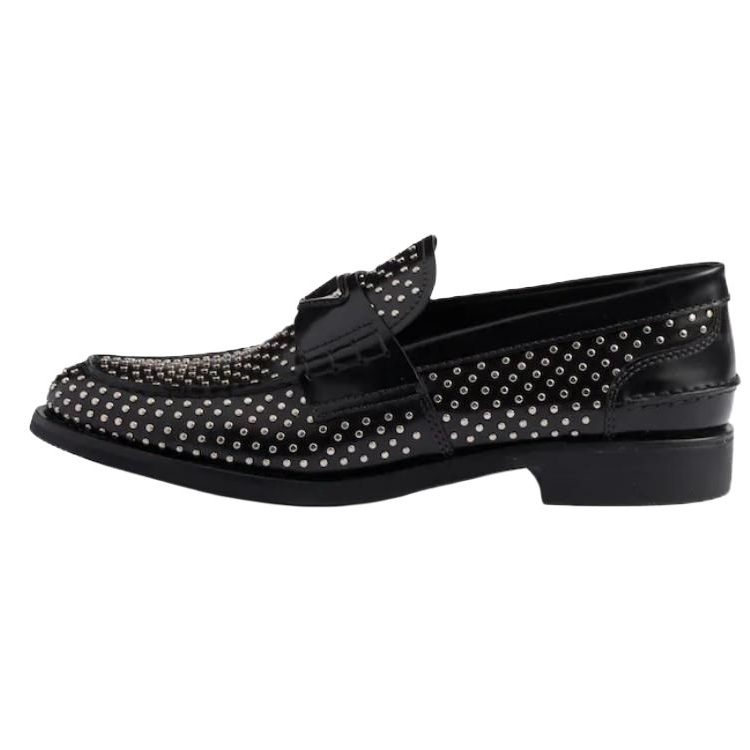 Женские лоферы Prada С заклепками (черные)