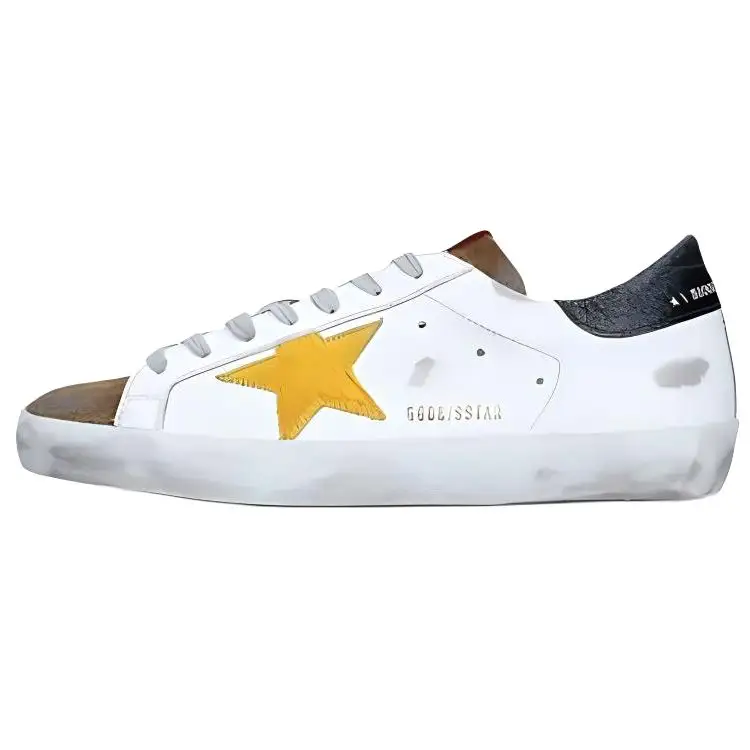 Golden Goose Super Star Stylish Skateboarding Shoes Men's White Yellow Star