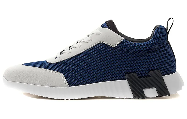 HERMES Bouncing Sneaker Leather Low top Casual Shoes Men's Blue