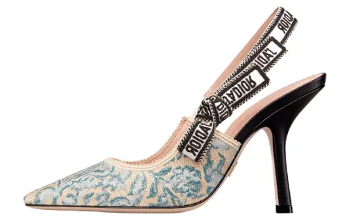 DIOR J'Adior Cotton Fabric Slim Heel High Heels Women's Blue