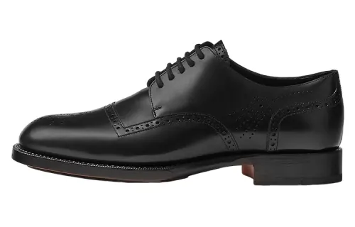 HERMES Fulham Leather Lace Up Derby Shoes Men's Black