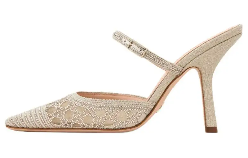 DIOR Capture Fabric Slim Heel High Heels 10cm Women's Gold