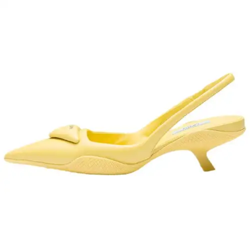 PRADA Leather Irregular Heel High Heels Women's Yellow