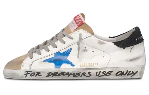 Golden Goose Super Star Stylish Skateboarding Shoes Men's White Blue Distressed