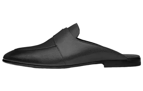 HERMES Catena Closed Toe Slippers Men's Black