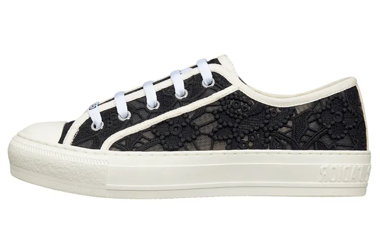 DIOR Walk'n'Dior Cotton Fabric Stylish Skateboarding Shoes Women's Black