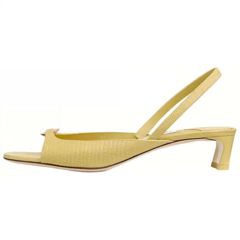 Jimmy Choo Lev Leather Snake Print Round Toe Open Toe Strap Sandals 3.5cm Women's Yellow