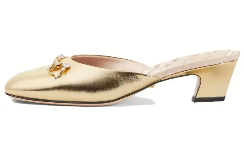 GUCCI Closed Toe Slippers Women's Gold