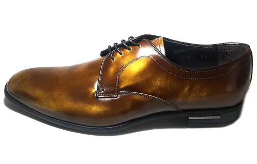 PRADA Leather Casual Shoes Brown Yellow