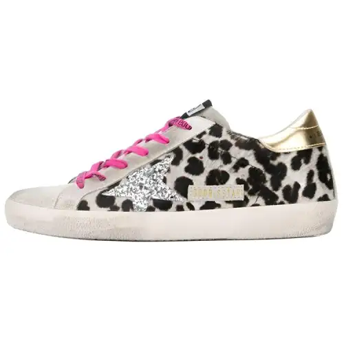Golden Goose Super Star Low top Skateboard Shoes Women's Leopard Print Distressed