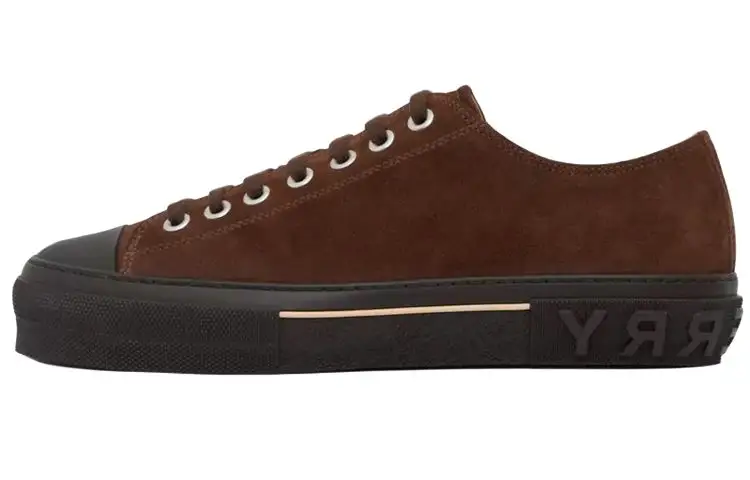 Burberry Logo-heel Suede Low-top Trainer Brown