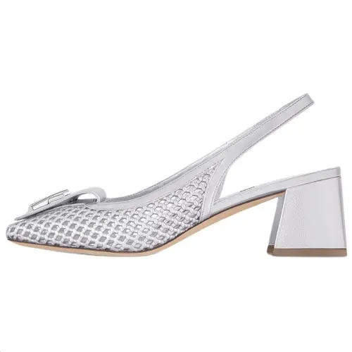 LOUIS VUITTON Shake Sheepskin High Heels 3cm Women's Silver