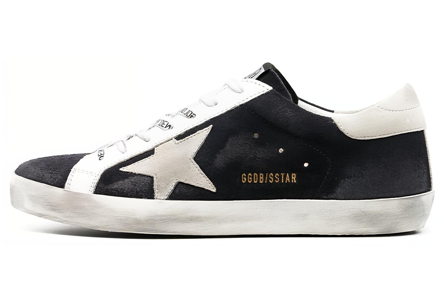 Golden Goose Super Star Stylish Skateboarding Shoes Men's Black White Distressed