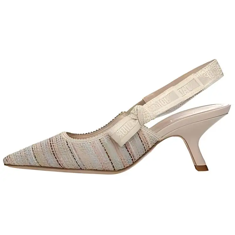 DIOR J'Adior Fabric Wedge Heel High Heels Women's Beige