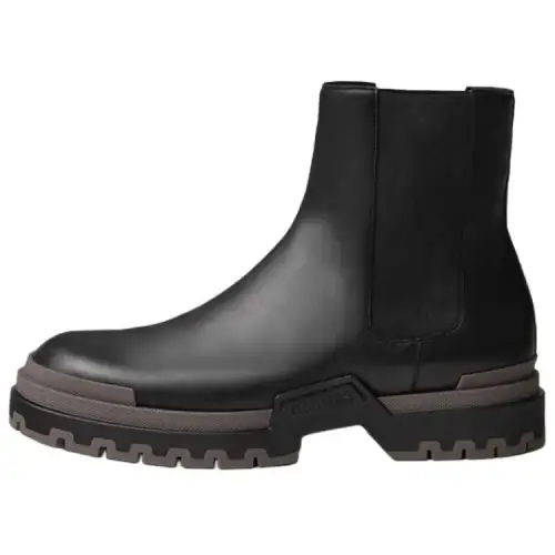 HERMES John Calfskin Chelsea Boots Men's Black