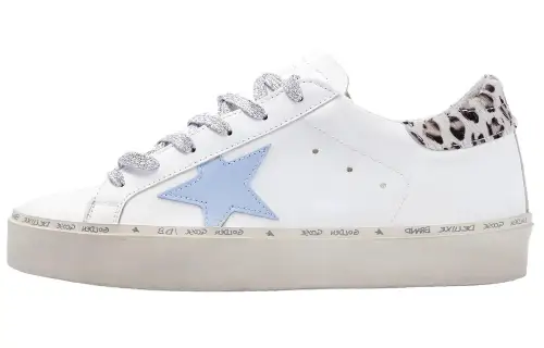 Golden Goose Hi Star Leather Low top Skateboard Shoes Women's White Blue