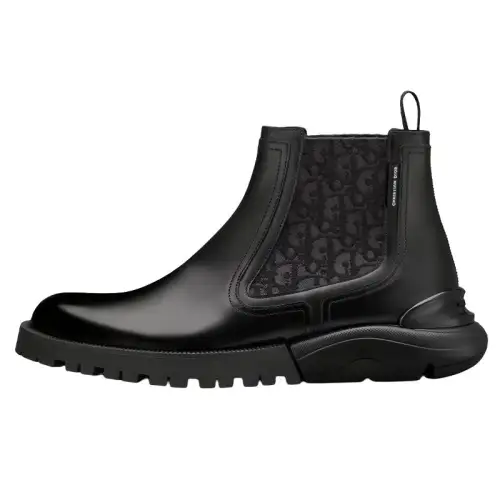 DIOR Cow Split Leather Ankle Length Chelsea Boots Men's Black