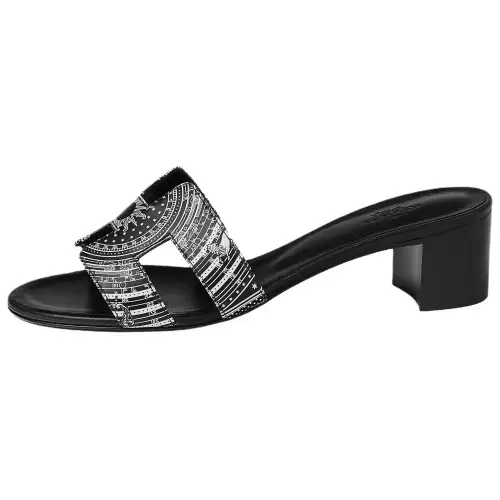 HERMES Oasis Slide Slippers 5cm Women's Black