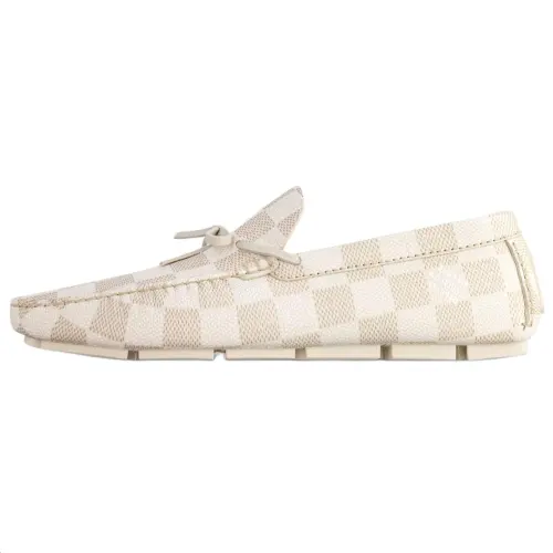 LOUIS VUITTON Driver Calfskin Casual Shoes Men's Light Umber