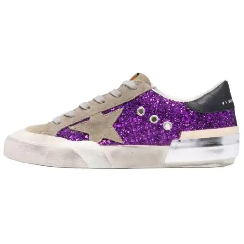 Golden Goose Super Star Leather Stylish Skateboarding Shoes Women's Purple Distressed