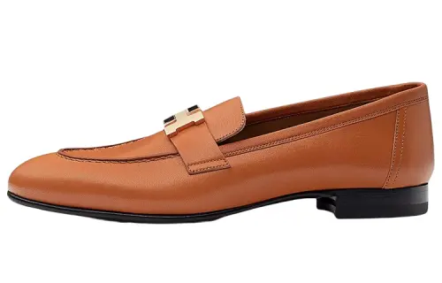 HERMES PARIS Cow Leather Women's Casual Shoes Women's Brown