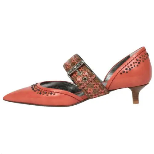 Bottega Veneta Leather Slim Heel Mary Jane Shoes Women's Red