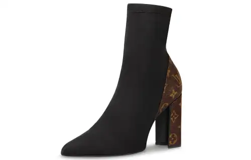 LOUIS VUITTON Matchmake Top Grain Cow Leather Ankle Length Boots Women's Black