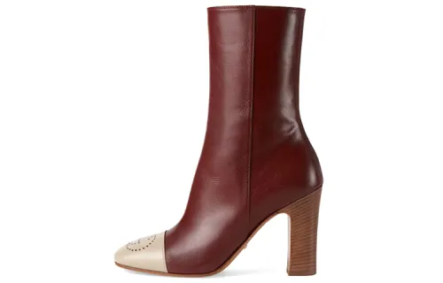 GUCCI Interlocking Ankle Boots Women's Red Brown