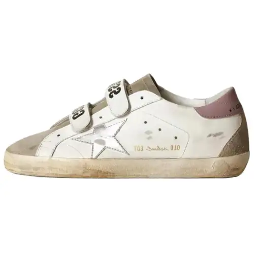 Golden Goose Super Star Cow Leather Casual Low top Skateboard Shoes Women's White Gray Purple Distressed