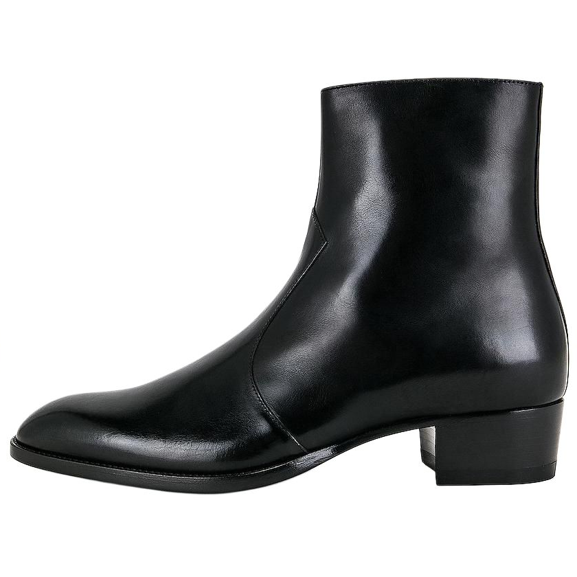 SAINT LAURENT Calfskin Ankle Boots 4cm Men's Black