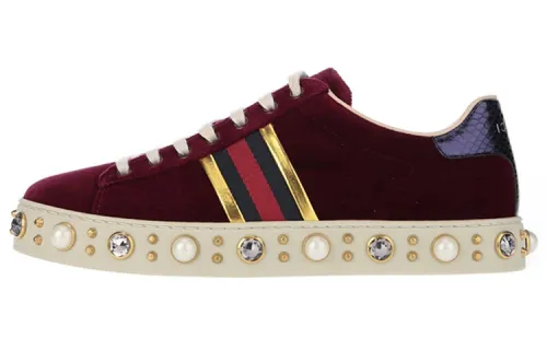GUCCI ACE Low top Stylish Skateboarding Shoes Women's Red