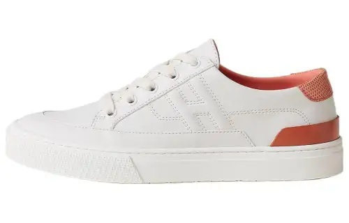 HERMES Deep Leather Minimalist Fashion Low top Skateboard Shoes Women's White Pink