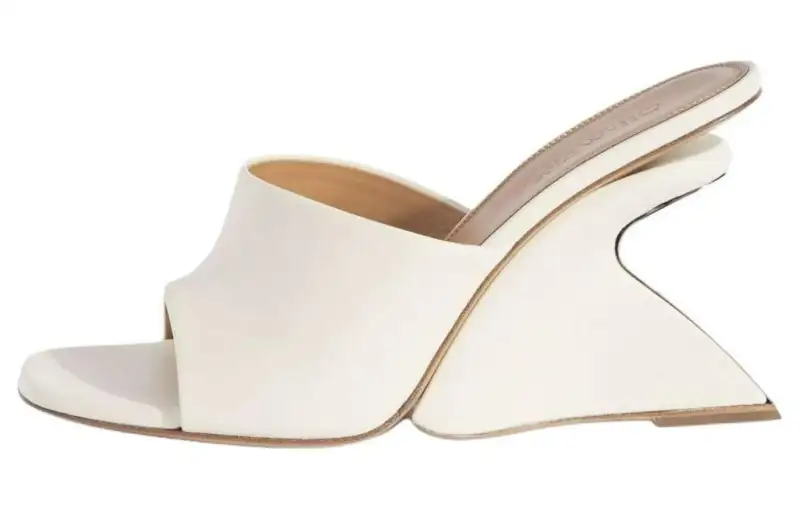 OFF-WHITE Jug wedge-heel leather mules Women's