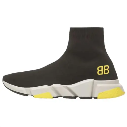 Balenciaga Speed Trainer Mid BB High top Casual Shoes Men's Black